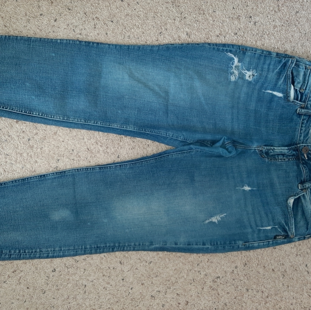Silver cropped boyfriend jeans